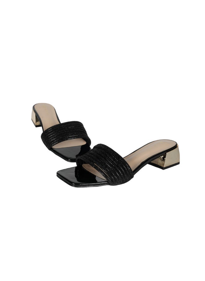 ZAYNA 221-52 Zayna Ladies  Fashion Mid Heel Slip on 18F4088-13 Black  - Image 2