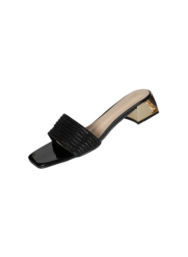 ZAYNA 221-52 Zayna Ladies  Fashion Mid Heel Slip on 18F4088-13 Black  - Image 3