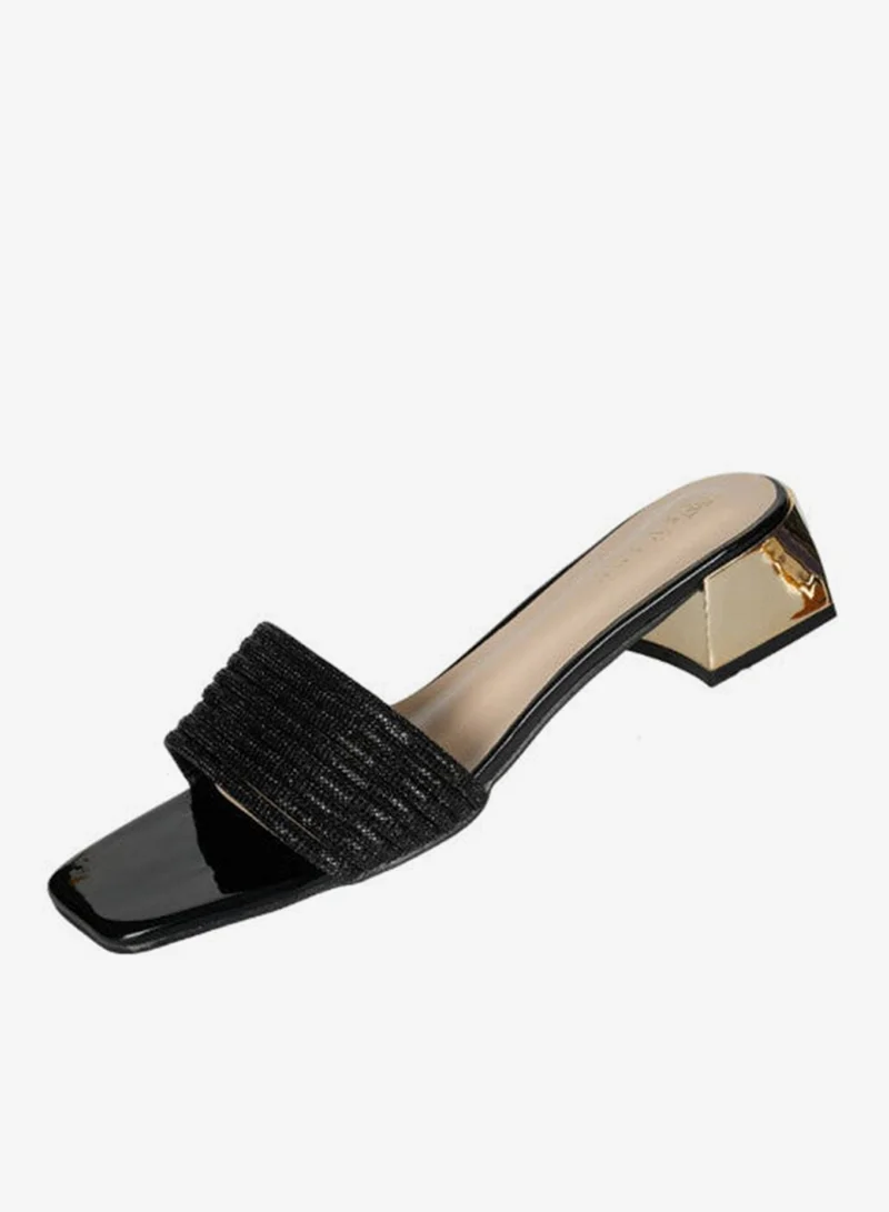 Zayna Black 221-52 Zayna Ladies  Fashion Mid Heel Slip on 18F4088-13 Black for Women | Best Price UAE