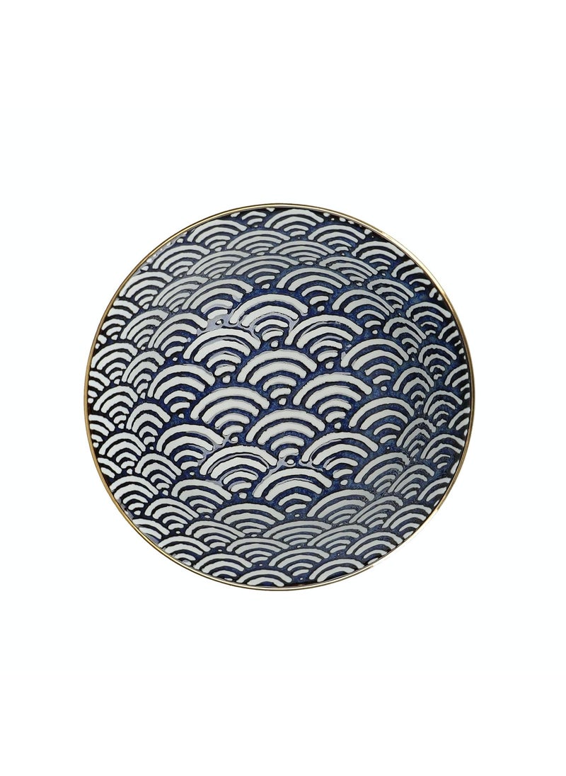 KitchenCraft Mikasa MKSATBOWL10G Satori Miso Soup Bowl with Inner Wave Pattern and Gold Rim, Porcelain, Microwave & Dishwasher Safe16cm  - Image 2