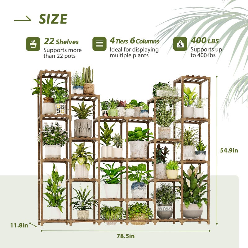 GENTINGBRO 22 Tiers Plant Shelf for Plants Large Indoor Plant Stand Plant Rack Extra Large Wood Plant Stands for Hanging Plant Holder for Patio Balcony Garden - Image 5