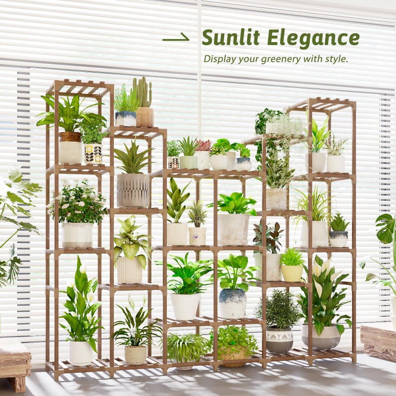 GENTINGBRO 22 Tiers Plant Shelf for Plants Large Indoor Plant Stand Plant Rack Extra Large Wood Plant Stands for Hanging Plant Holder for Patio Balcony Garden - Image 3