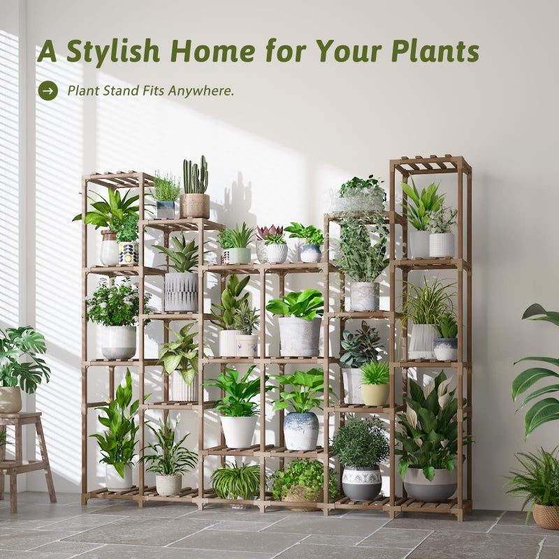 GENTINGBRO 22 Tiers Plant Shelf for Plants Large Indoor Plant Stand Plant Rack Extra Large Wood Plant Stands for Hanging Plant Holder for Patio Balcony Garden - Image 2