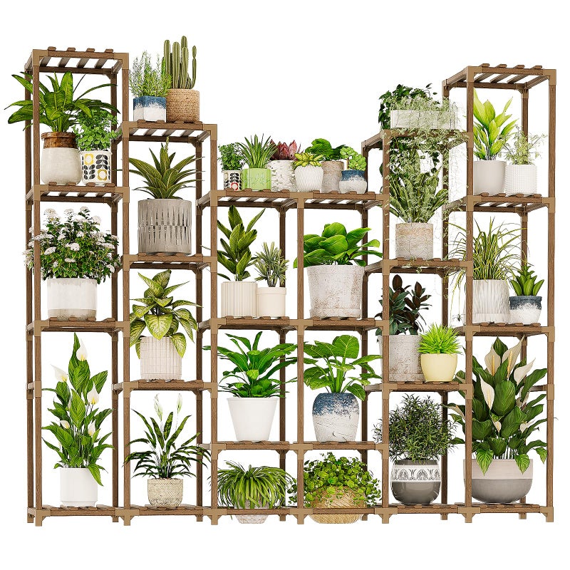 GENTINGBRO 22 Tiers Plant Shelf for Plants Large Indoor Plant Stand Plant Rack Extra Large Wood Plant Stands for Hanging Plant Holder for Patio Balcony Garden - Image 1