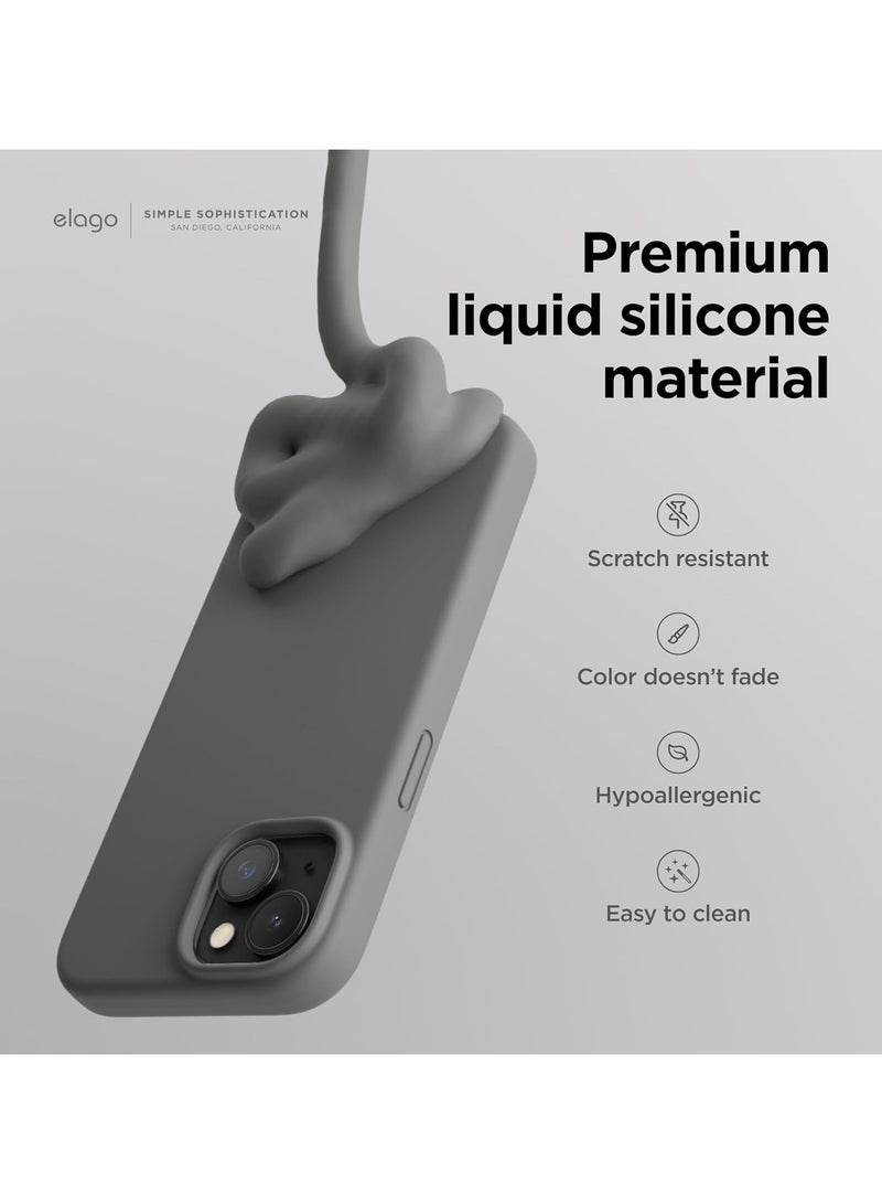 Denx Silicone Case Compatible with iPhone 15, Slim Liquid Silicone Phone Case with Soft Rubber Overlays, Shockproof Bumper with TPU Lining (Medium Grey) - Image 3
