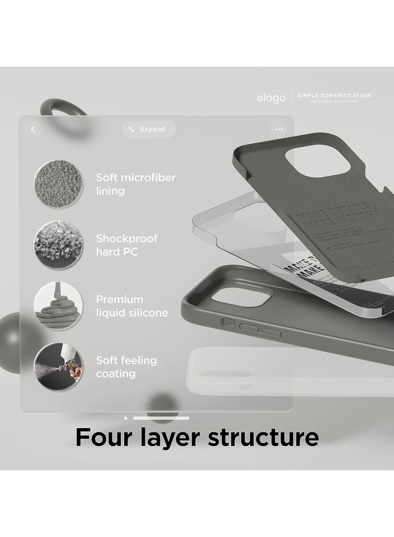 Denx Silicone Case Compatible with iPhone 15, Slim Liquid Silicone Phone Case with Soft Rubber Overlays, Shockproof Bumper with TPU Lining (Medium Grey) - Image 4