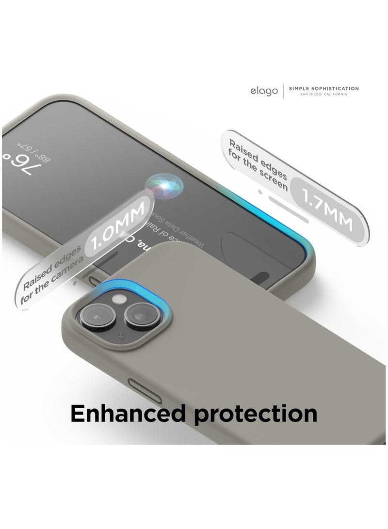 Denx Silicone Case Compatible with iPhone 15, Slim Liquid Silicone Phone Case with Soft Rubber Overlays, Shockproof Bumper with TPU Lining (Medium Grey) - Image 5