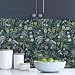 MuralPeel Vintage Blue Green Navy Leaf White Wildflower Plants Botanical Peel and Stick Wallpaper Easy Peel Off Self Adhesive Removable Stick on Wall Paper for Kitchen Renter Friendly - Image 2
