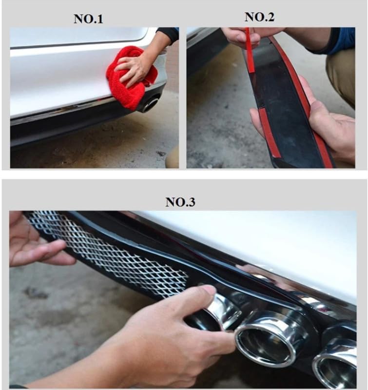 Selifaur Rear Dual Tip Bumper Lip Diffuser Car Back Bumper Spoiler Lip Splitter Chrome Compatible with I10 Grand - Image 5
