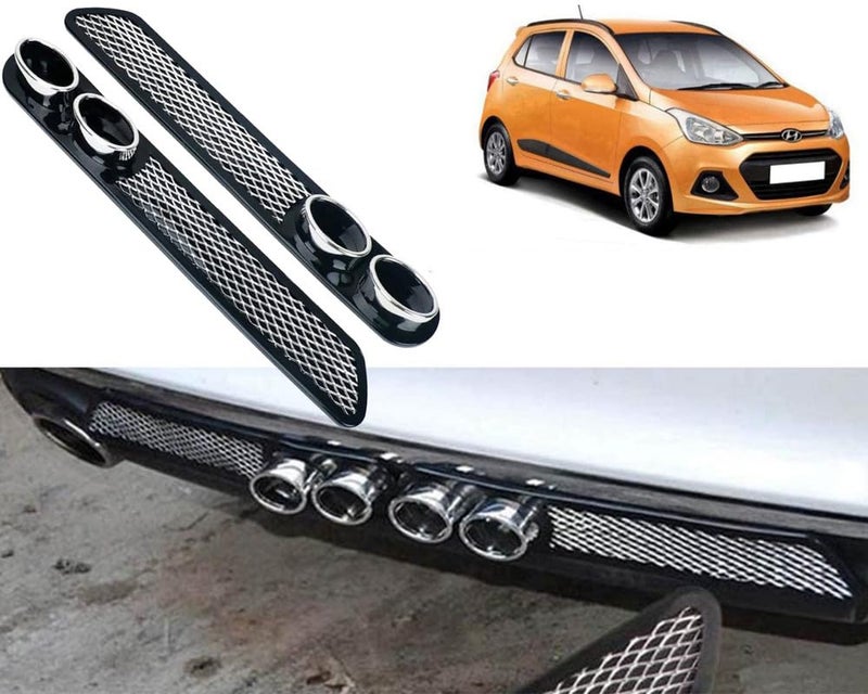 Selifaur Rear Dual Tip Bumper Lip Diffuser Car Back Bumper Spoiler Lip Splitter Chrome Compatible with I10 Grand - Image 1