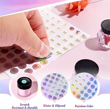 simarro 12 Sheets Number Stickers Number 1400 Self Adhesive Label Laser Stickers Waterproof Round Stickers for Organizing Nail Polish Bottle Nail Sample Stick Lipstick Organizing - Image 3