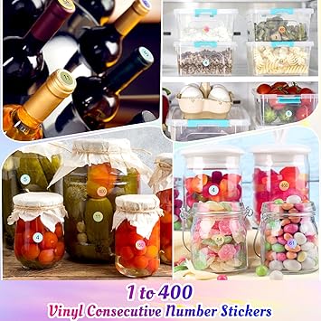 simarro 12 Sheets Number Stickers Number 1400 Self Adhesive Label Laser Stickers Waterproof Round Stickers for Organizing Nail Polish Bottle Nail Sample Stick Lipstick Organizing - Image 5