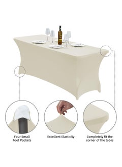 Arabest Spandex Table Cloth, 6ft Table Cover Rectangular Stretch Table Cloth Tight Fit Tablecloth for Parties, Trade Shows, Weddings and Events of All Kinds(Creamy-White)  - Image 3