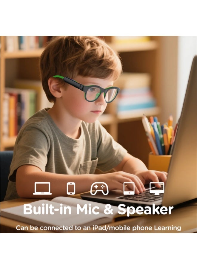 KADRAMA Smart Bluetooth Glasses -  with Blue Light Protection, Hands-free calling Open-ear Design with Microphone, Music, Voice Wake-up Assistant, Compatible with iOS, Android Devices and Tablets, Magnetic Charging Support, RGB Multicolour Lighting Effects, Suitable for Boys & Girls, Pink - Image 4