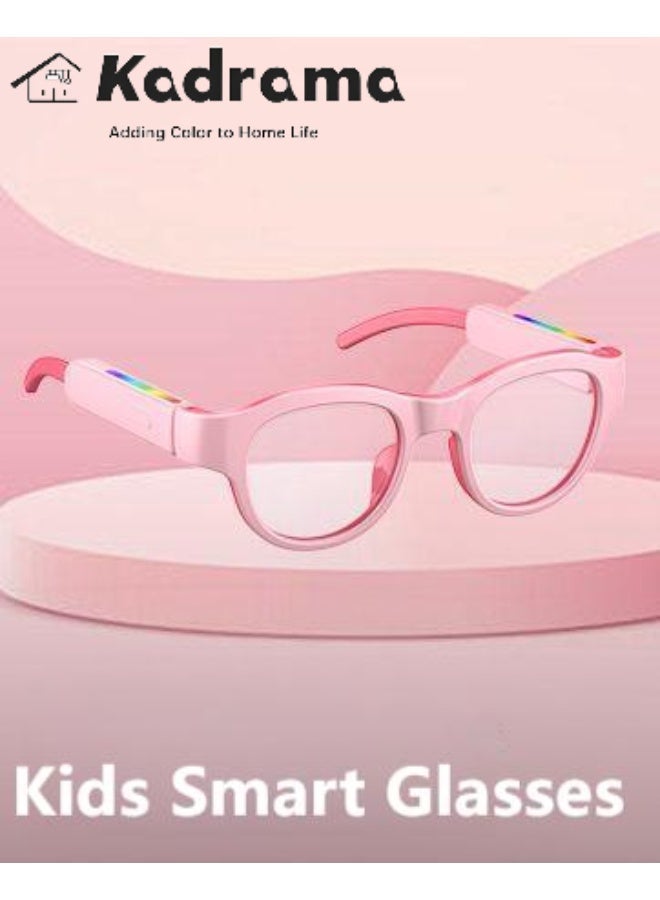 KADRAMA Smart Bluetooth Glasses -  with Blue Light Protection, Hands-free calling Open-ear Design with Microphone, Music, Voice Wake-up Assistant, Compatible with iOS, Android Devices and Tablets, Magnetic Charging Support, RGB Multicolour Lighting Effects, Suitable for Boys & Girls, Pink - Image 3