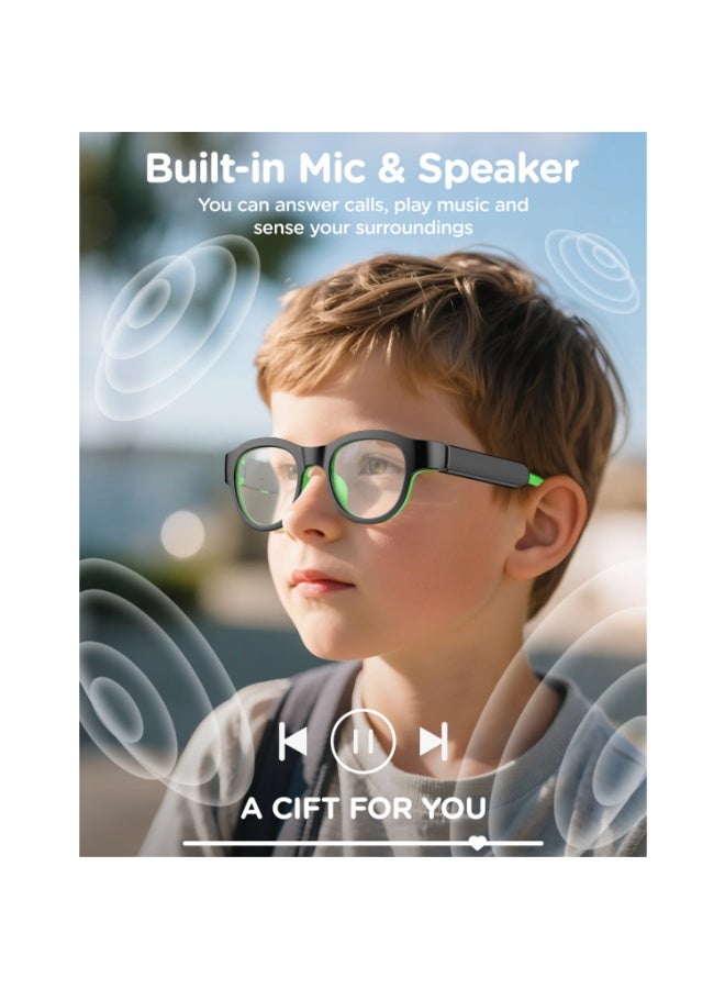 KADRAMA Smart Bluetooth Glasses -  with Blue Light Protection, Hands-free calling Open-ear Design with Microphone, Music, Voice Wake-up Assistant, Compatible with iOS, Android Devices and Tablets, Magnetic Charging Support, RGB Multicolour Lighting Effects, Suitable for Boys & Girls, Pink - Image 5