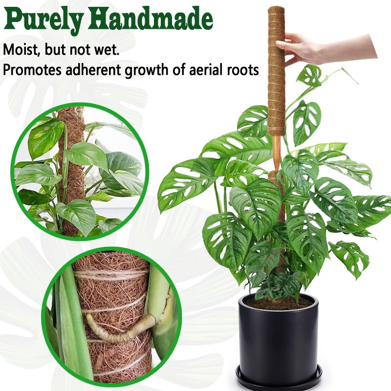 CHIAFFI 4 Pack 18 Inch Moss Pole, Stackable Moss Poles for Climbing Plants Monstera, Tall Plant Sticks Accessories, Large Coir Plant Support Stakes for Potted Plants Indoor, Pothos, Philodendron - Image 4
