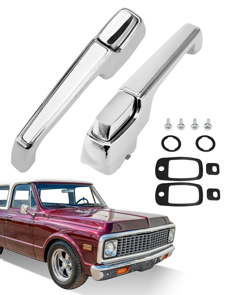 Gledewen Metal Outside Door Handles Pair Compatible with 19671972 Chevy CK 10 20 30 GMC CK 15 25 35 1500 2500 3500 Pickup Jimmy Blazer Chrome Exterior Front Left Right Side Replace 3927895 3927899 - Image 2