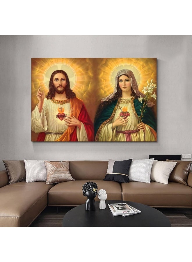 FireDeer Catholic Jesus Poster Print On Canvas Painting Christian God Pictures for Living Room No Frame (Mary and Jesus,12x18inch) - Image 5