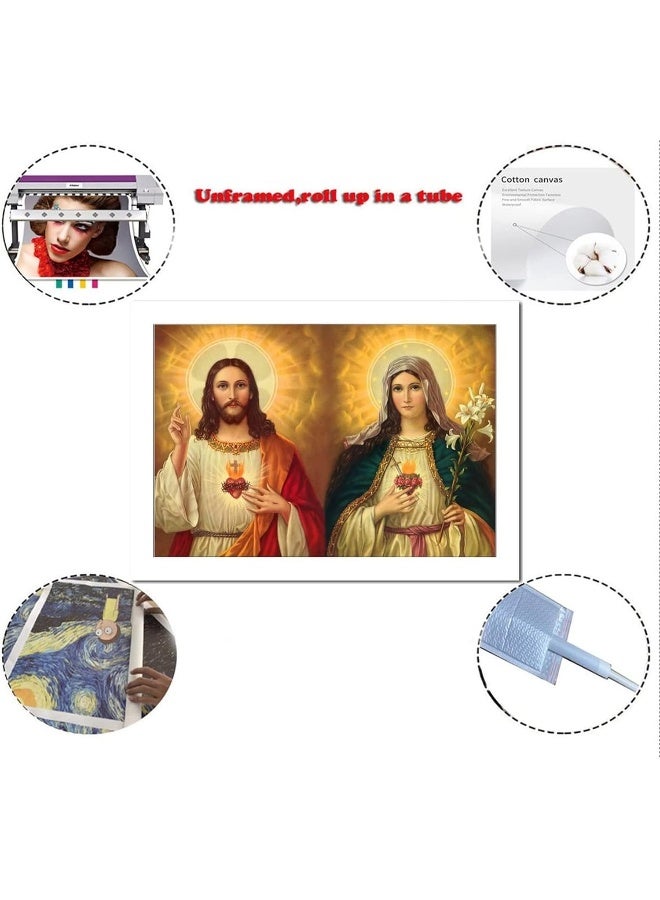 FireDeer Catholic Jesus Poster Print On Canvas Painting Christian God Pictures for Living Room No Frame (Mary and Jesus,12x18inch) - Image 2