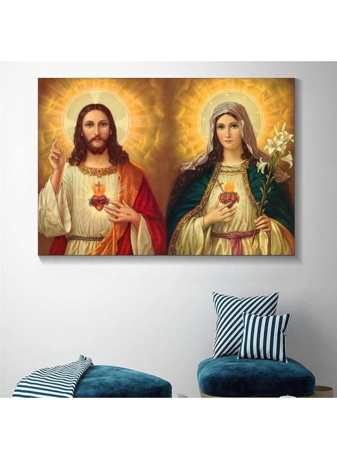 FireDeer Catholic Jesus Poster Print On Canvas Painting Christian God Pictures for Living Room No Frame (Mary and Jesus,12x18inch) - Image 4