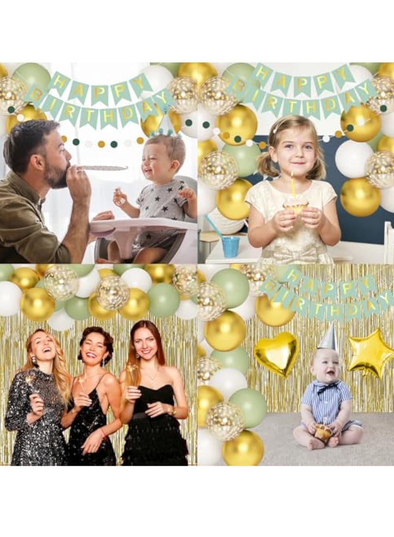 Arabest زينة حفلات باللون الأخضر الحكيم، بالونات ذهبية وزيتونية لزينة عيد الميلاد للنساء، بالونات حفلات عيد ميلاد سعيدة للرجال والنساء والأولاد والبنات وحفلات استقبال المواليد، مستلزمات لأعياد الميلاد 16 و18 و21 و30 و40 - Image 5