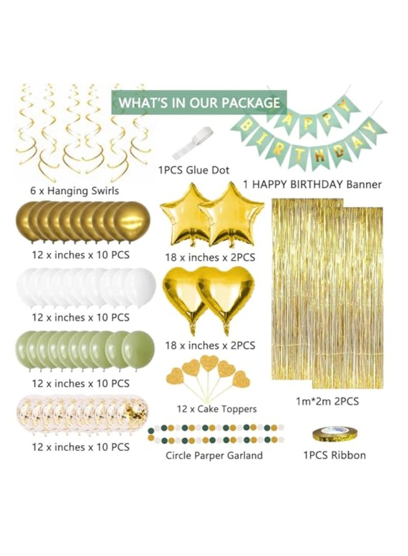 Arabest زينة حفلات باللون الأخضر الحكيم، بالونات ذهبية وزيتونية لزينة عيد الميلاد للنساء، بالونات حفلات عيد ميلاد سعيدة للرجال والنساء والأولاد والبنات وحفلات استقبال المواليد، مستلزمات لأعياد الميلاد 16 و18 و21 و30 و40 - Image 2