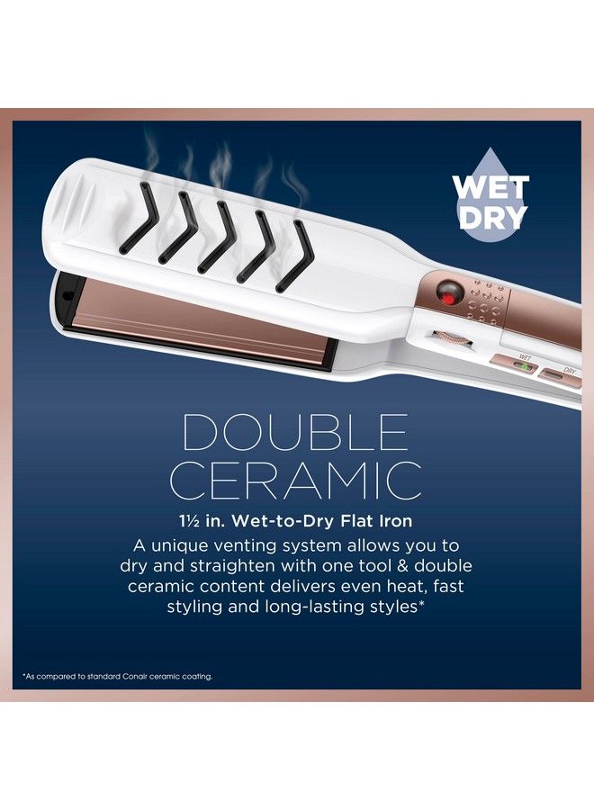 Conair Double Ceramic Flat Iron, 1 1/2-inch Wet-to-Dry Hair Straightener - Image 3