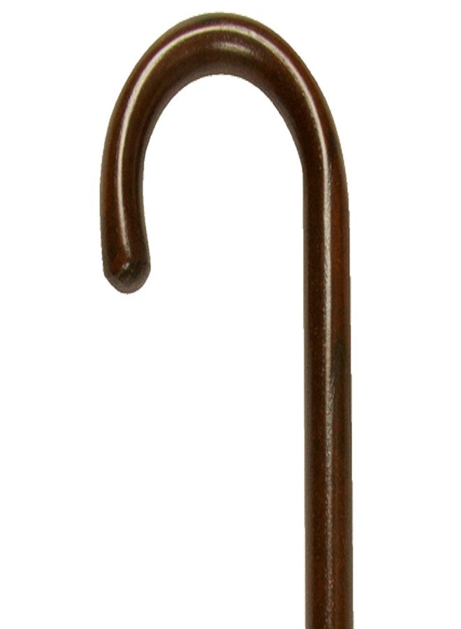 PCP Solid Ash Wood Cane, Round Handle, Crook Style, Walking Aid with Slip Resistant Rubber Grips, Walnut - Image 1