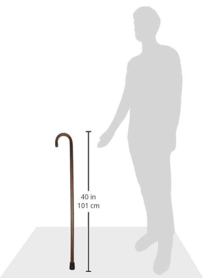 PCP Solid Ash Wood Cane, Round Handle, Crook Style, Walking Aid with Slip Resistant Rubber Grips, Walnut - Image 3