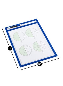 TYH Supplies 10 Pack Heavy Duty Dry Erase Pocket Sleeves | 10 X 14 Inch Sheets | 10 Assorted Colors | Ultra Clear Plastic Erasable Pockets  - Image 3
