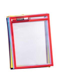 TYH Supplies 10 Pack Heavy Duty Dry Erase Pocket Sleeves | 10 X 14 Inch Sheets | 10 Assorted Colors | Ultra Clear Plastic Erasable Pockets  - Image 5