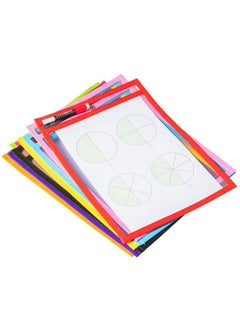 TYH Supplies 10 Pack Heavy Duty Dry Erase Pocket Sleeves | 10 X 14 Inch Sheets | 10 Assorted Colors | Ultra Clear Plastic Erasable Pockets  - Image 2