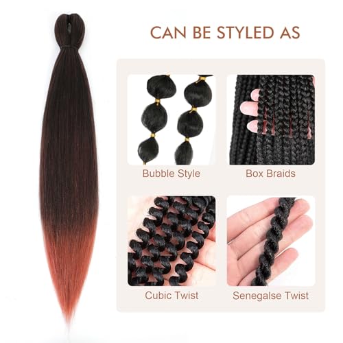 DIFUNEE Pre-stretched Braiding Hair - 24 Inch 8 Packs Ombre Orange Long Braiding Hair For Twist or Box Braids, Yaki Texture Hot Water Setting Synthetic Braiding Hair Extensions (24 Inch, T350-8P) - Image 4