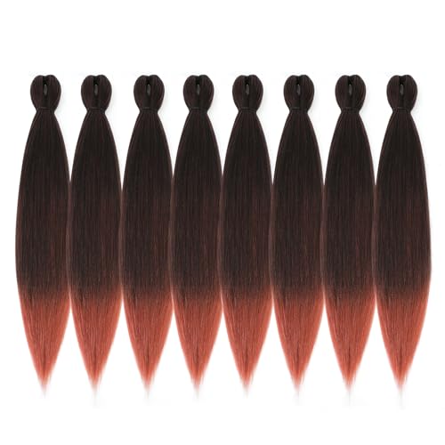 DIFUNEE Pre-stretched Braiding Hair - 24 Inch 8 Packs Ombre Orange Long Braiding Hair For Twist or Box Braids, Yaki Texture Hot Water Setting Synthetic Braiding Hair Extensions (24 Inch, T350-8P) - Image 1