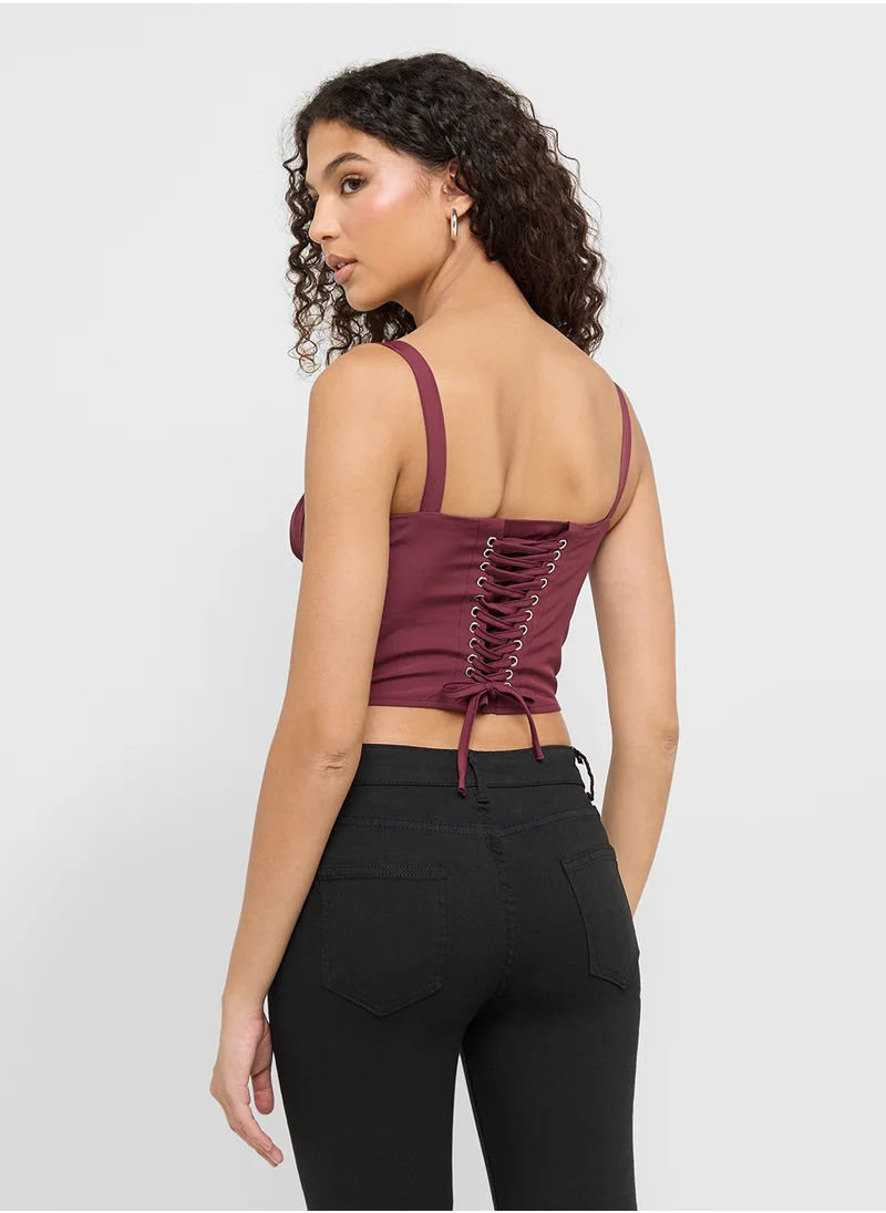 جينجر Lace Detail Corset Top