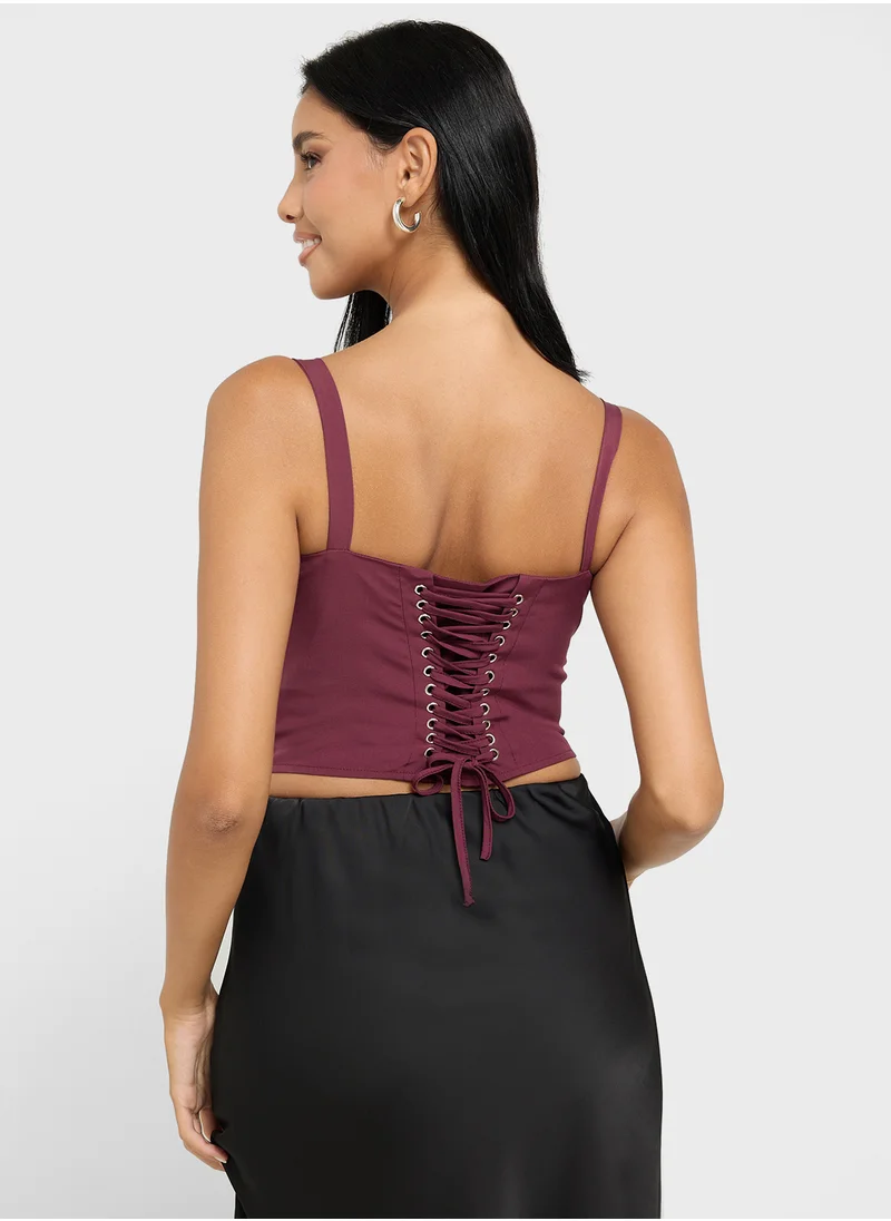جينجر Lace Detail Corset Top