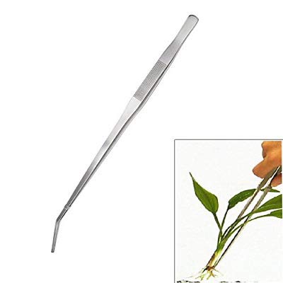 NJ Long Feeding Tongs Aquarium Tweezers Stainless Steel Straight Aquascaping Curved Tweezer for Fish Tank Aquatic Plants :13" Long - Image 4