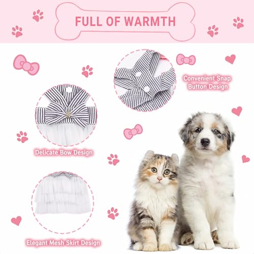 TAPBULL Dog Dresses, Fashion Pet Dog Clothes, Striped Mesh Puppy Dogs Princess Dresses (Blue, Large) - Image 3