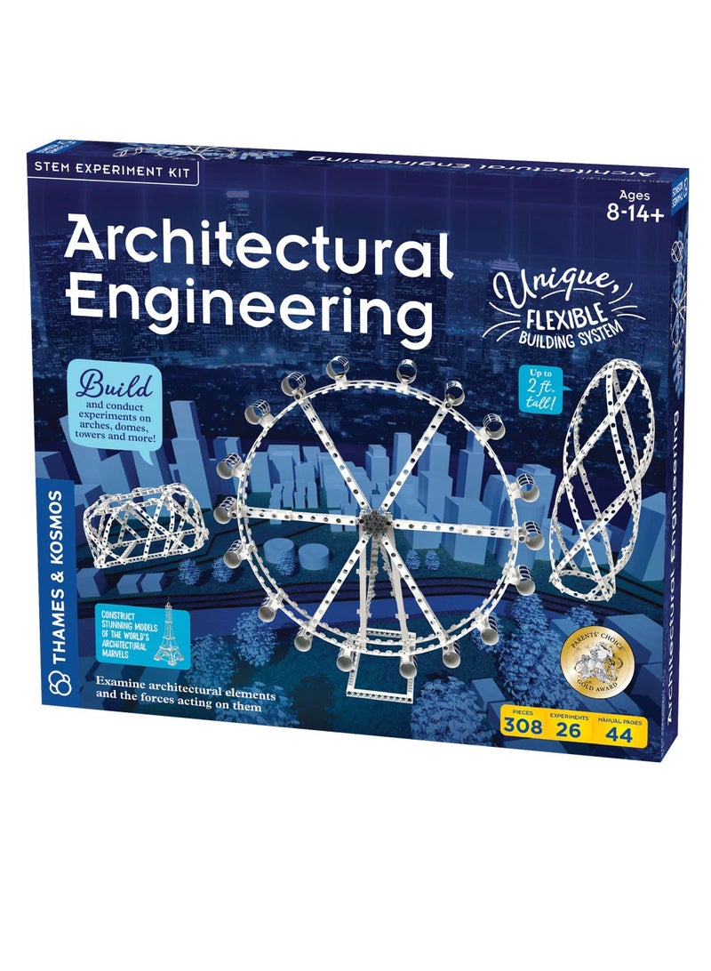 Thames & Kosmos ثيمز وكوسموس للهندسة المعمارية - لعبة تعليمية للبناء ومجموعة بناء STEM للأطفال لبناء وتصميم الهياكل - Image 1