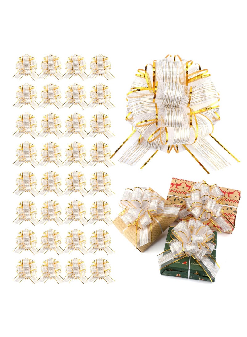 Zikra 20 Pcs White Pull Bow 6 Inch Christmas Gift Wrapping Pull Bow for Gifts Wrapping Party Birthday Holiday Gift Boxes Bow Basket Packaging Bows for Valentine's Day Presents Flower Decorations - Image 1