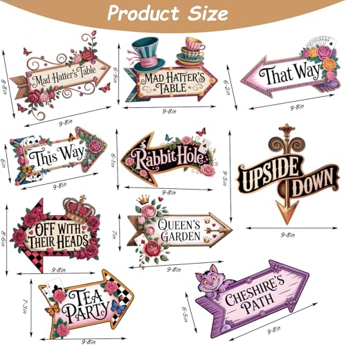 QualityLife Welcome To Wonderland Directional Arrows Sign,10 Signs Wonderland Party Decorations,Decor In Room For Alice Fans - Image 2