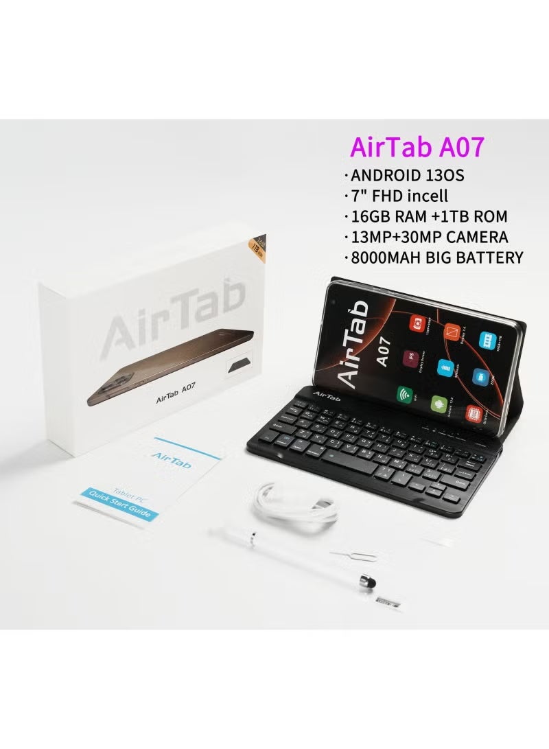 AirTab A07 7-Inch Android 13 Tablet with 16GB RAM, 1TB Storage, 30MP Camera, 8000mAh Battery, WiFi Tablet with Stylus & Keyboard for Study, Office, Entertainment & Everyday Use - Image 4