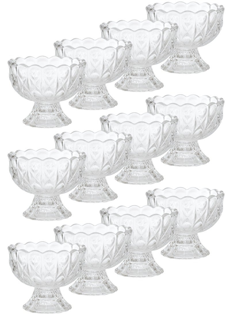 القناص زبادي حلا زجاج كرستال 12 قطع 160 مل مع قاعدة | كاسات آيس كريم / مهلبية / تقديم حلى - Image 1