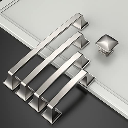 Amerdeco 10 Pack Kitchen Cabinet Handles Brushed Satin Nickel Cabinet Pulls 5 Inch(128mm) Hole Center Cabinet Hardware for Bathroom Drawer Pulls Dresser Pulls AM0002 - Image 2