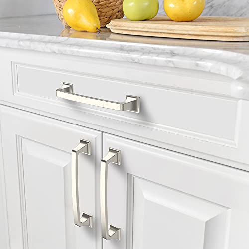 Amerdeco 10 Pack Kitchen Cabinet Handles Brushed Satin Nickel Cabinet Pulls 5 Inch(128mm) Hole Center Cabinet Hardware for Bathroom Drawer Pulls Dresser Pulls AM0002 - Image 3