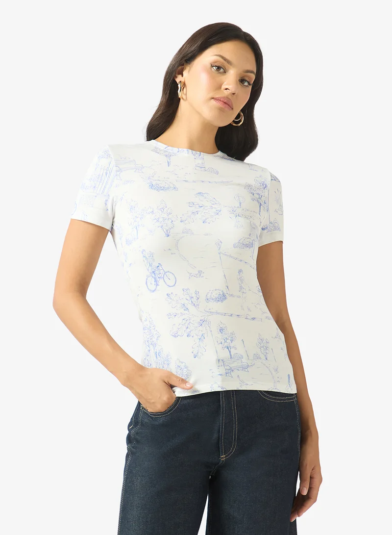 تيد بيكر Roenya Printed Fitted T-Shirt