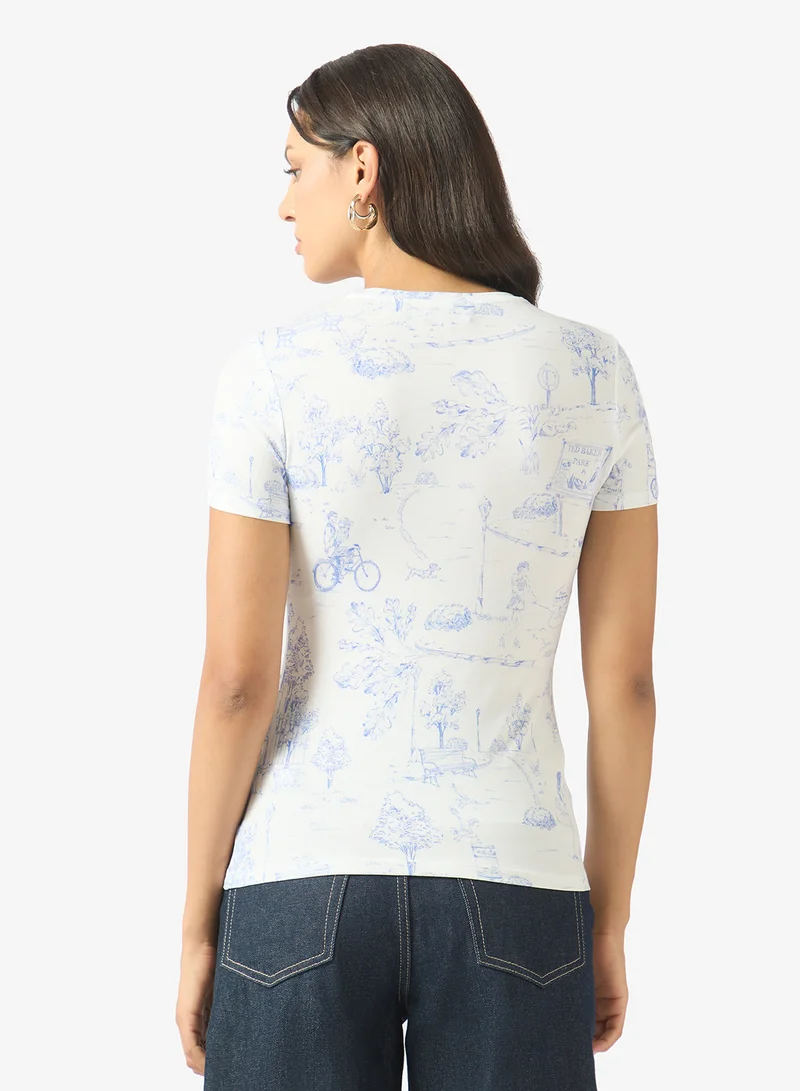 تيد بيكر Roenya Printed Fitted T-Shirt