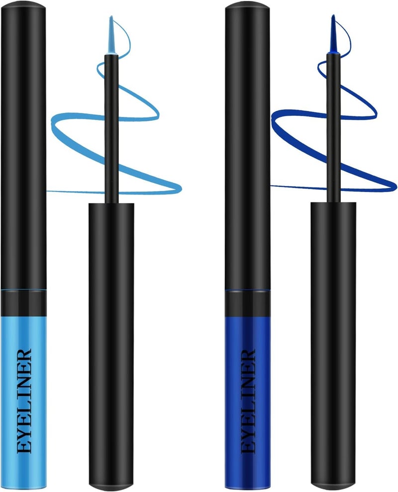 Apooliy 2pcs Matte EyelinerWaterproof Liquid Eye LinerLong Wear 2 Colors Eyeliner PenQuickDrying Colorful Eyeliner StickBlueBrown