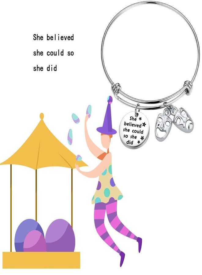 AKTAP Theater Bracelet She Believed She Could Comedy Tragedy Masks Charm Jewelry Drama Teacher Thespian Motivational Gift - Image 5